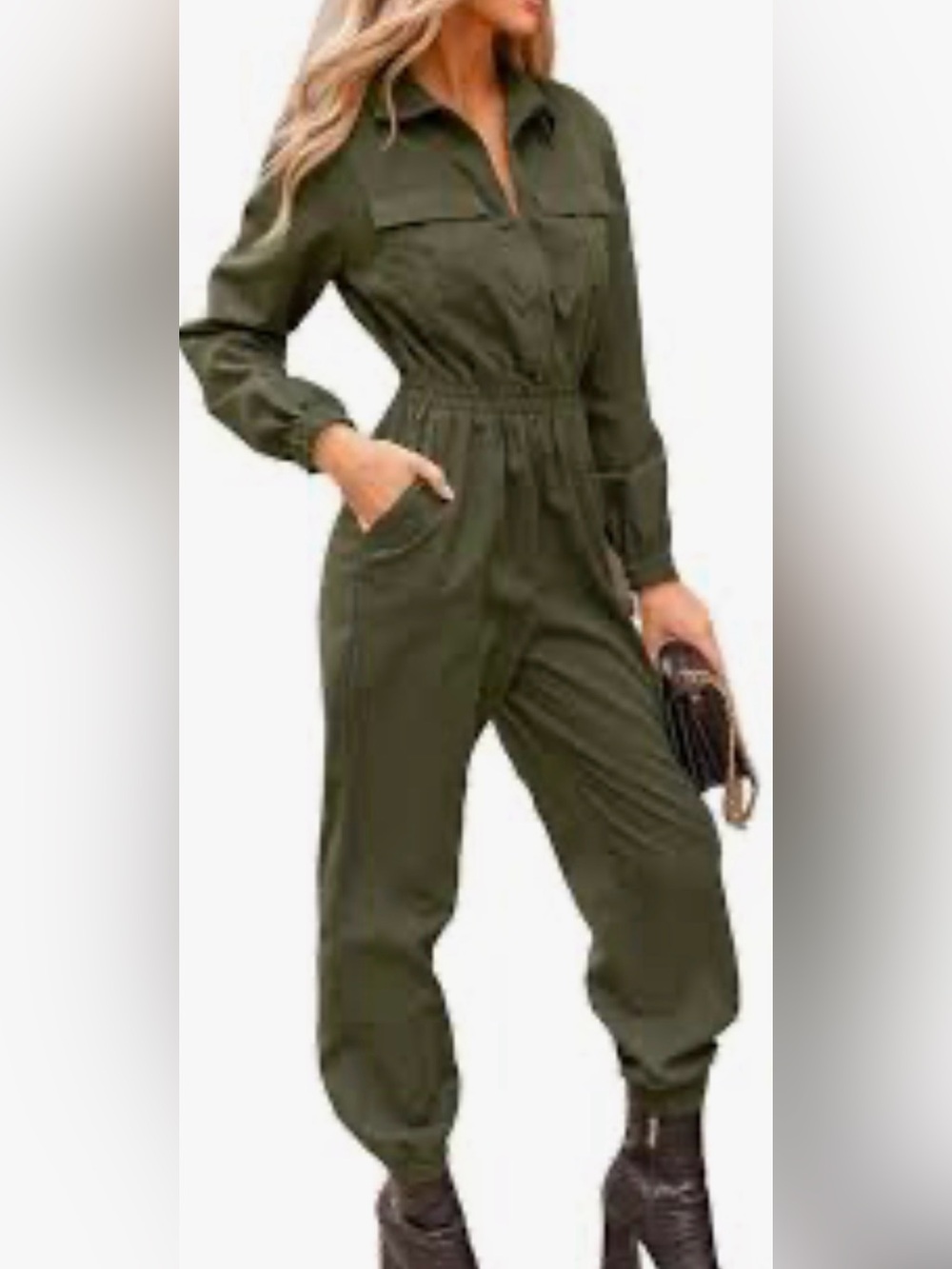 Fashion Nova Olive Green Utility Jumpsuit